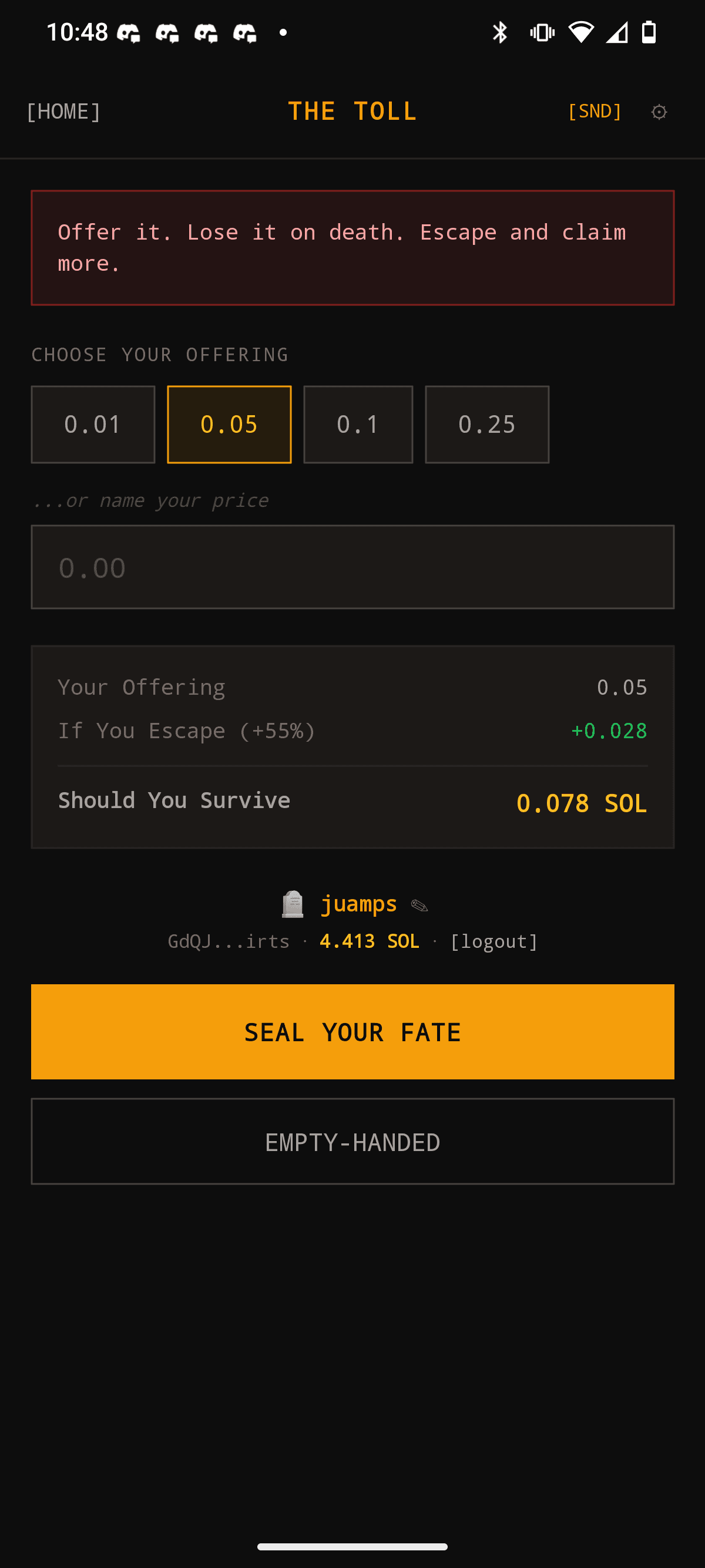 Toll Gate Stake Screen
